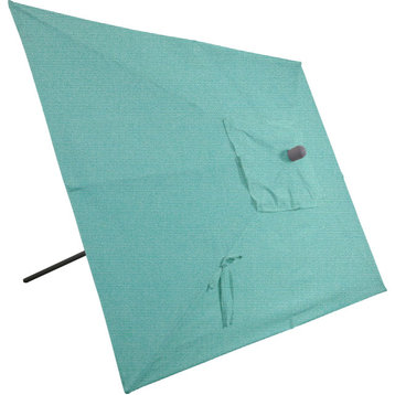 10'x6.5' Rectangular Auto Tilt Market Umbrella, White Frame, Sunbrella, Aruba
