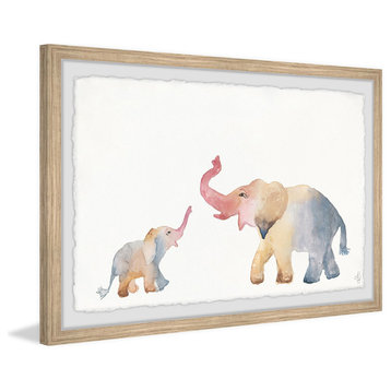 "Elephant Playtime" Framed Painting Print, 12"x8"