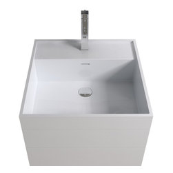 ADM Bathroom Design - ADM Cubed Freestanding Pedestal Sink, White, 19", Matte White - Bathroom Sinks