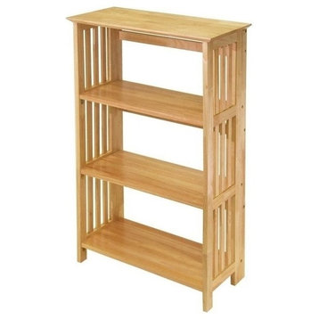 Scranton & Co 4-Tier Transitional Solid Wood Folding Bookcase in Natural