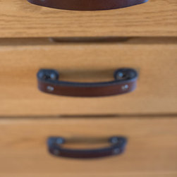 Kitchen Island Turned Kitchenette with Leather Drawer Pulls - Cabinet And Drawer Handle Pulls