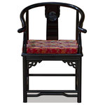 China Furniture and Arts - Rosewood Ming Style Chair, Black - A style developed in the Ming Dynasty (1368-1644) originally for the comfort of court aristocrats. Its elegant clean shape fits any environment, from contemporary to traditional. The chair is constructed with joinery technique and with the longevity symbol hand carved on the slightly curved back. All made of beautiful solid rosewood with hand applied black ebony finish. Chair seat is 19"H off the floor. Silk cushion sold separately.