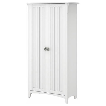 Salinas Bathroom Storage Cabinet with Doors in White/Shiplap - Engineered Wood