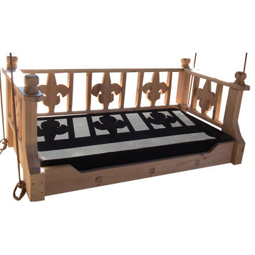 New Orleans Twin Swingbed, Clear Sealer, Twin, Cypress Wood, Frame Only