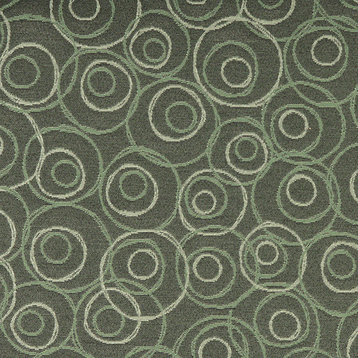Green White Overlapping Circles Durable Upholstery Fabric By The Yard