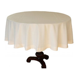 Xia Home Fashions - Double Hemstitch Easy Care Tablecloth, 70" Round, Ivory - Tablecloths
