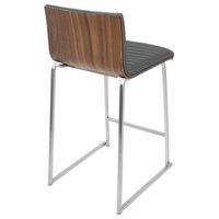 LumiSource Mara 26" Counter Stool, Walnut And Gray, Set Of 2