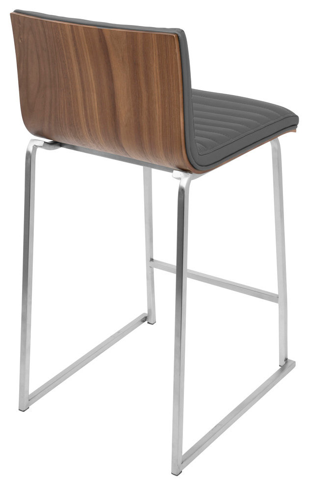 LumiSource Mara 26" Counter Stool, Walnut And Gray, Set Of 2