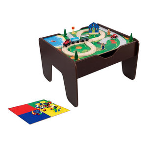Birch Wood Kids Train Table Contemporary Kids Toys And Games