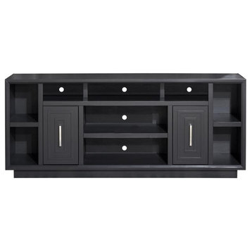 Black Finish Solid Wood TV stand That Holds TVs Up to 100 in.