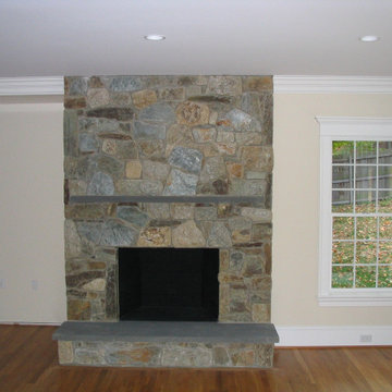 Simple stone fireplace