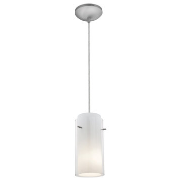 Access Glass`n Glass Cylinder LED Pendant 28033-3C-BS/CLOP, Brushed Steel