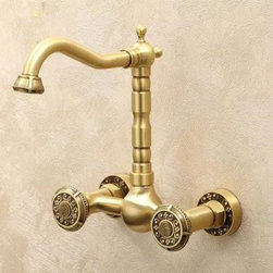 High Quality Brass Carved Classical Wall Mounted Kitchen/Bathroom Mixer Faucet T - Kitchen Faucets