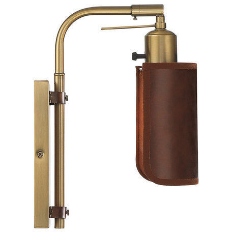 1-Light Adjustable Wall Sconce, Natural Brass