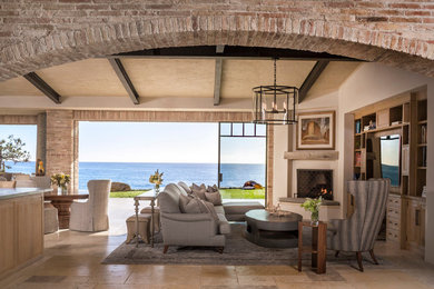 Tuscan living room photo in Orange County