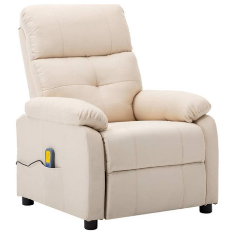 vidaXL Massage Chair Leisure Adjustable Chair for Home Theater Cream Fabric