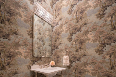 Powder room - transitional powder room idea in New York