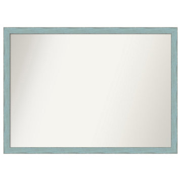 Sky Blue Rustic Non-Beveled Wood Bathroom Mirror 40.25x29.25"