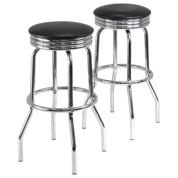 Summit Set of 2 Swivel Stools With Faux Leather