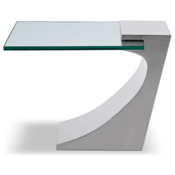 Clasp Lamp Table, Brushed and Polished Stainless Steel