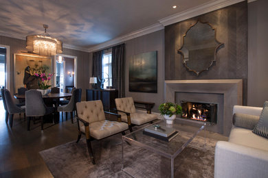 Transitional living room photo in Chicago