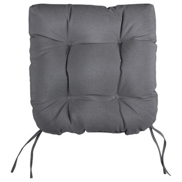 Sorra Home Charcoal Tufted Chair Cushion Round U-Shaped Back 19 x 19 x 3