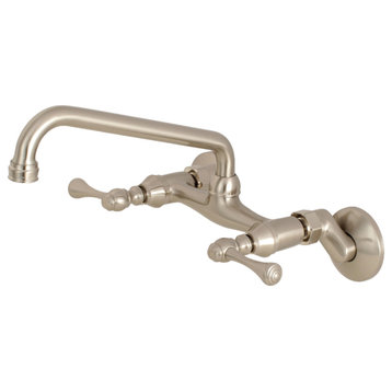 KS300SN Two-Handle Adjustable Center Wall Mount Kitchen Faucet, Brushed Nickel