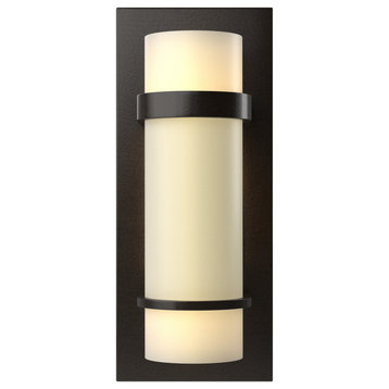 Banded Sconce, Oil Rubbed Bronze, Opal Glass