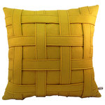 Sheila Weil Studios - Wool Felt Woven Throw Pillow, Mustard Yellow - I love the textural interest of this mustard yellow felt pillow. It's woven felt strips make a simple, modern pattern that makes it eye catching and distinctive. With the attention grabbing modern yellow, it will add a pop of color to your space!