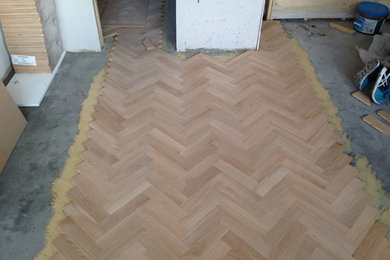 Laying new oak parquet in Hyde Park.