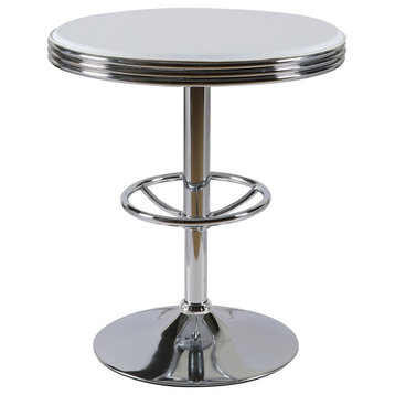 Best Master Furniture California 25 Metal Swivel Bar Table In White/Chrome