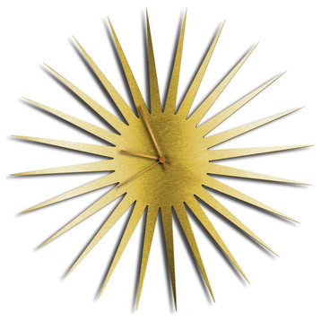 MCM Starburst Clock, Gold Bronze Wall Decor