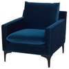 Anders Midnight Blue Single Seat Sofa Matte Black Legs