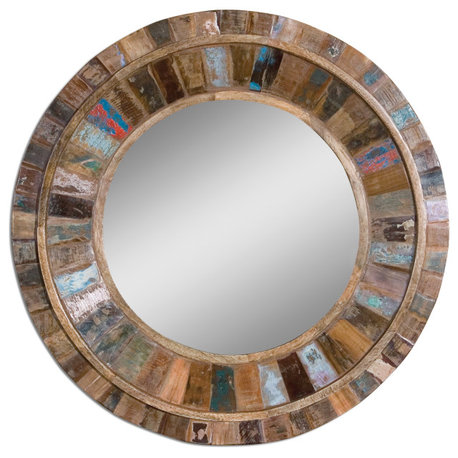 Uttermost Jeremiah Round Wood Mirror, 32"x32"