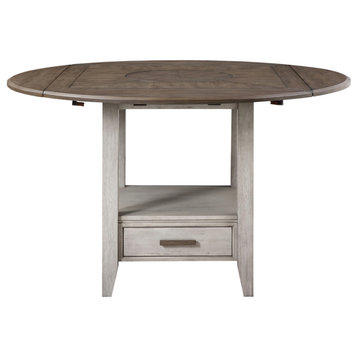 Abacus Two-tone Smokey Alabaster and Brown Drop-leaf Counter Table