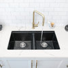 33" Dual Mount Workstation Double Bowl Black Composite Granite Kitchen Sink