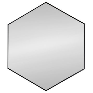 Rhodes 6-Sided Hexagon Wall Mirror, Black