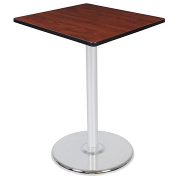 Via Cafe High 30 Square Platter Base Table, Cherry and Chrome