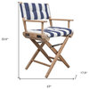 Blue and White And Brown Solid Wood Director Chair With Blue and White Cushion