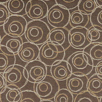 Brown Gold Silver Overlapping Circles Durable Upholstery Fabric By The Yard