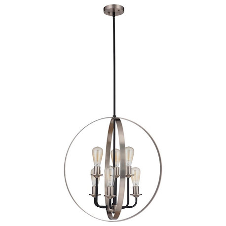 Craftmade Randolph 6-Light Foyer Light 50336-FBBNK, Flat Black/Polished Nickel