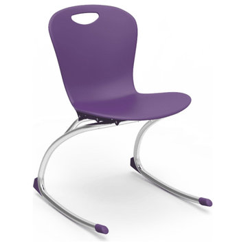 Modern Rocking Chair, Cantilever Chrome Base With Polypropylene Seat, Purple