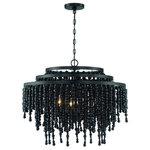 Crystorama - Poppy 6 Light Matte Black Chandelier - In a perfect combination of texture and materials, the Poppy chandelier�s natural, organic wooden beads create a rich visual impact to any space. Whether the look is rustic, boho, or a coastal vibe, this light is as versatile as it is stylish.