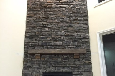 Boral southern ledge stone grey fireplace remodel corner wall