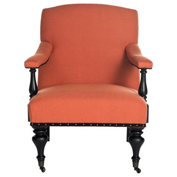 Vonn Accent Chair Brass Nailhead Orange