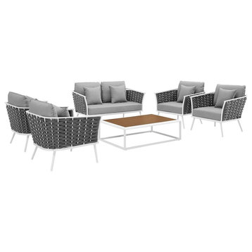 Stance 6-Piece Outdoor Patio Aluminum Sectional Sofa Set, Gray