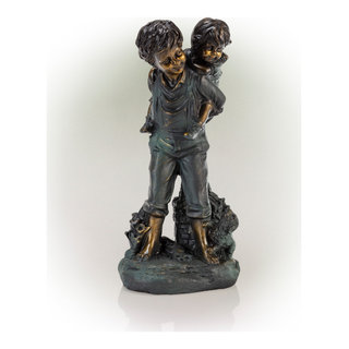 Alpine Boy and Girl Reading Together Statue