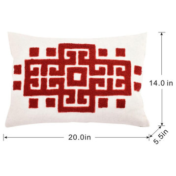 Bergamo Decorative Pillow, White and Red