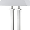 60W X 2 Desk Lamp With Trapezoid Shade And Power Strip, Silver And White