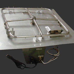 24 Inch Square Flat Pan Electronic Ignition Fire Pit Kit-Natural Gas - Fire Pits